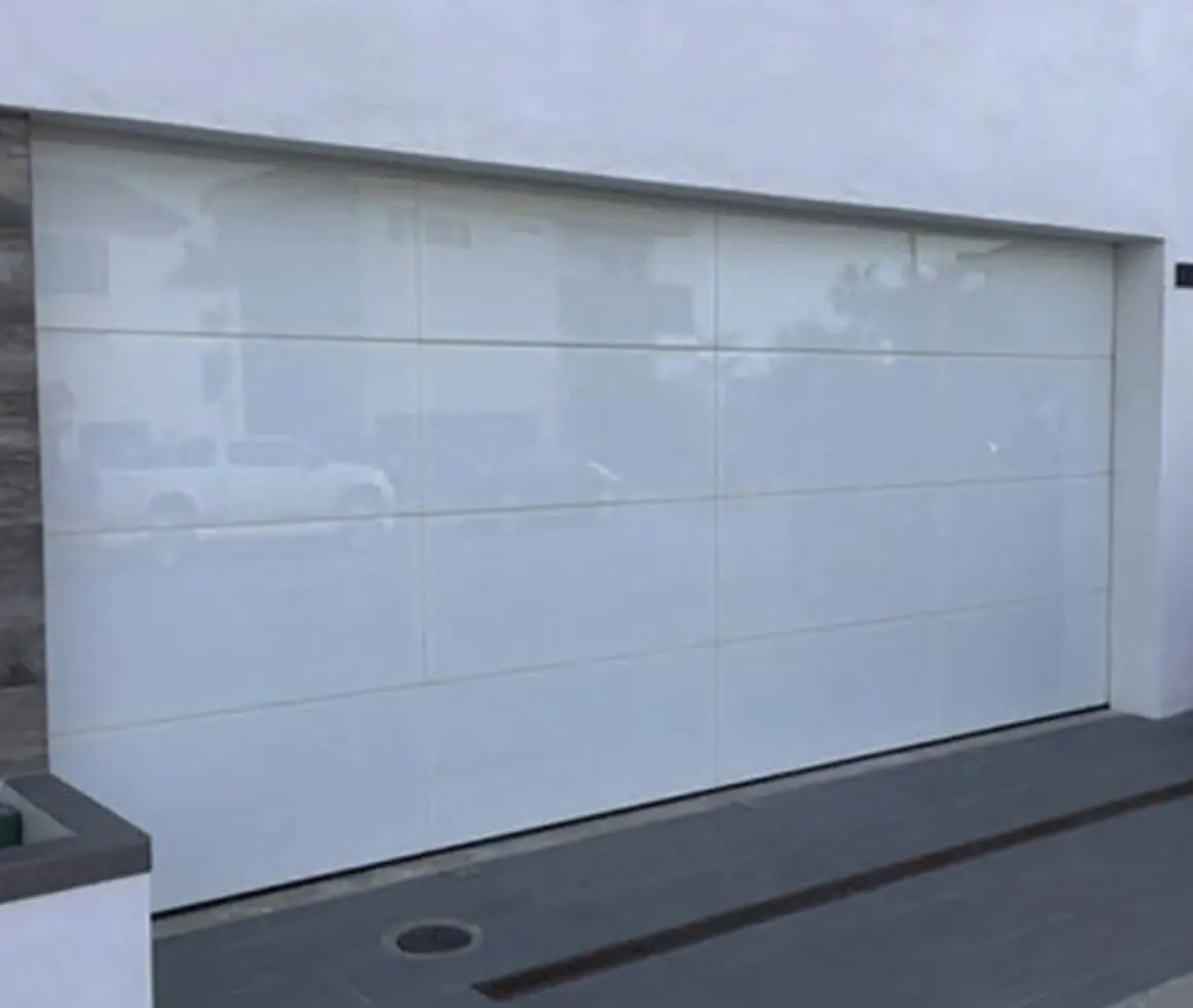 white glass garage door